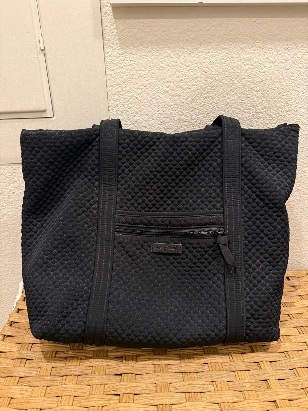 Vera Bradley Black Quilted Zip-Front Tote